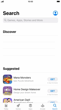 Press the search field and key in the name or subject of the required app.