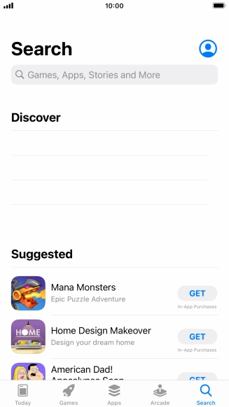 Press the search field and key in the name or subject of the required app.