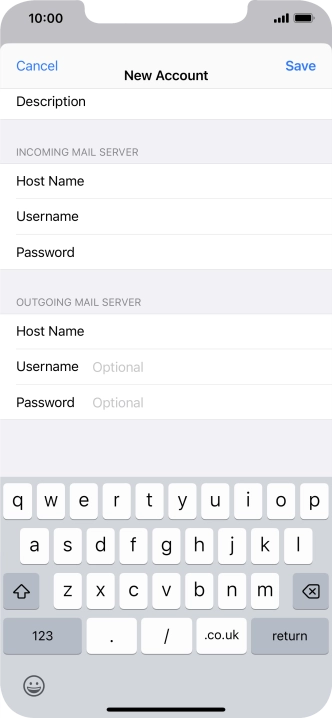 Press Username and key in the username for your email account. Please note that if you're using Vodafone's outgoing server, leave the username field empty.
