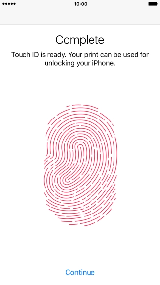 Press Continue. If you haven't previously selected a phone lock code, key in a code of your own choice twice.