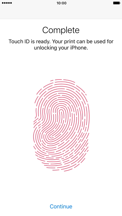 Press Continue. If you haven't previously selected a phone lock code, key in a code of your own choice twice.