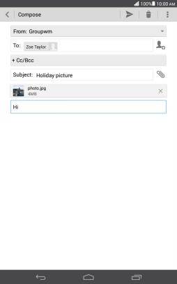Press the send icon when you've finished your email message.