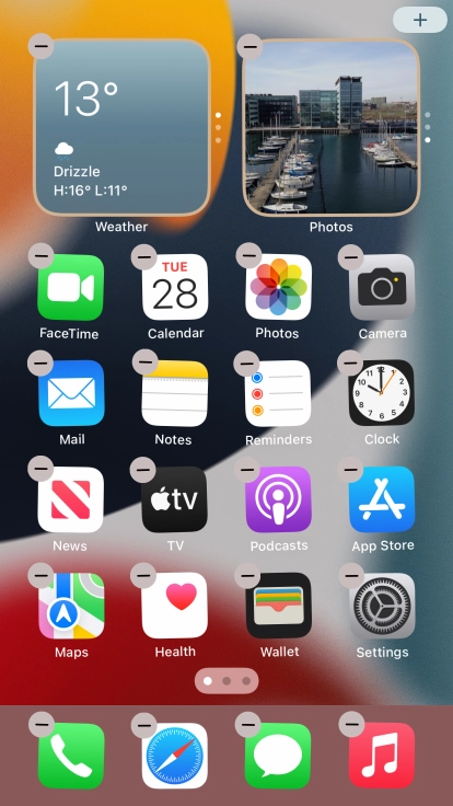 Press the home screen icon. Press the home screen icon.