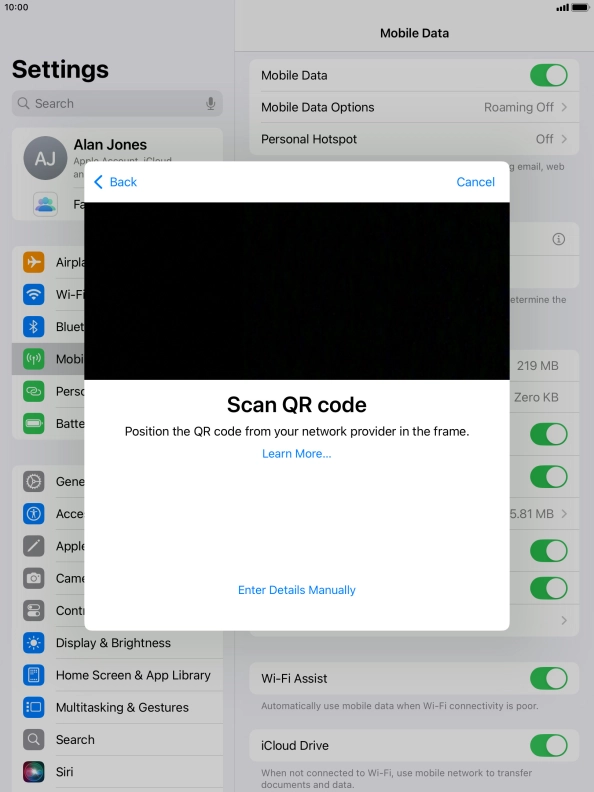 Place the QR code you've received inside the tablet camera frame to scan the code. Place the QR code you've received inside the tablet camera frame to scan the code.