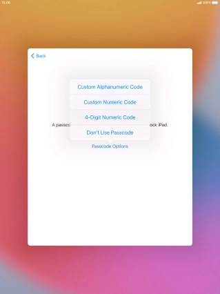 Follow the instructions on the screen to turn on use of lock code or press Don't Use Passcode.