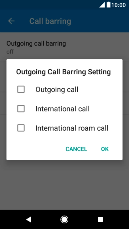 Press the required setting.