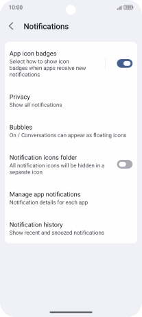 Press Manage app notifications. Press Manage app notifications.