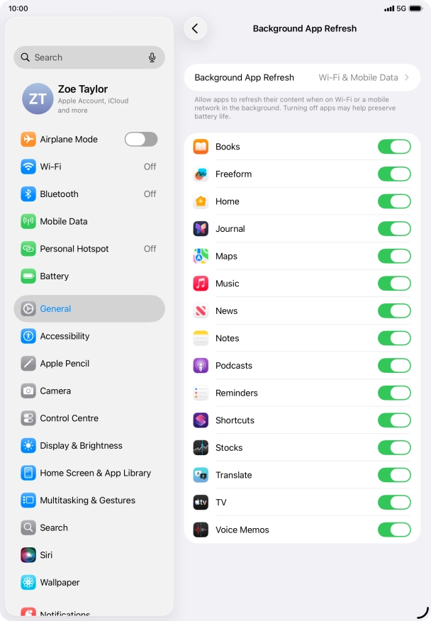 Press Background App Refresh.
