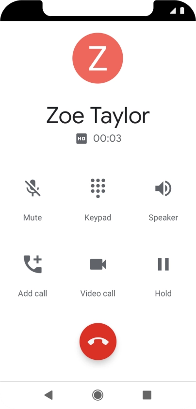 Press the end call icon. Press the end call icon.