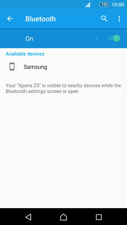 Press the required Bluetooth device and follow the instructions on the screen to pair the device with your phone.