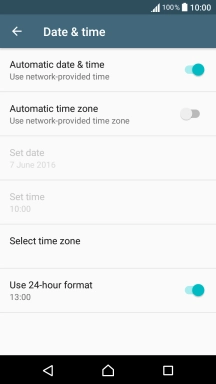 Press Automatic time zone to turn on the function.