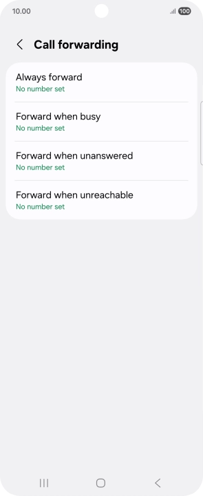 Press the required divert type.