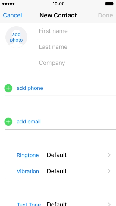 Press First name and key in the first name. Press First name and key in the first name.