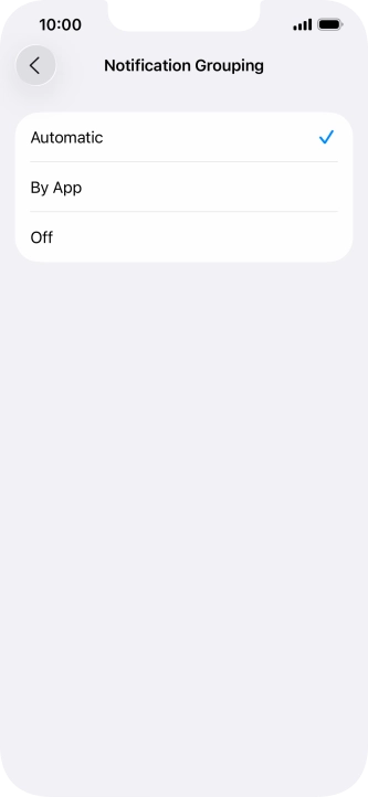 Press the required setting.