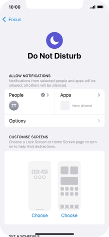 Press People and follow the instructions on the screen to select which contacts you would like to receive calls and notifications from when Do Not Disturb is turned on. Press People and follow the instructions on the screen to select which contacts you would like to receive calls and notifications from when Do Not Disturb is turned on.