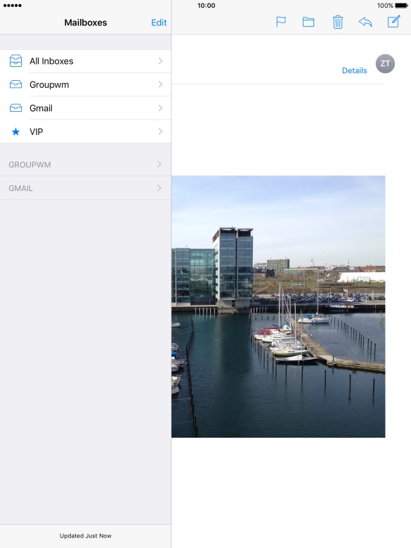 Press the required email account. Press the required email account.