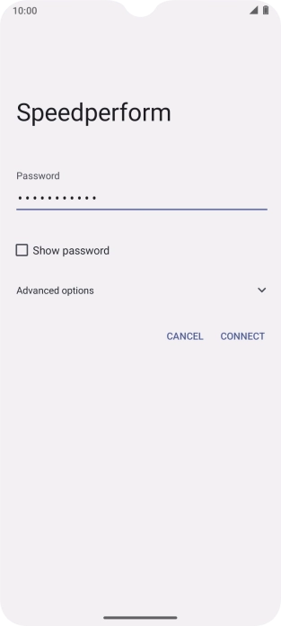Key in the password for the Wi-Fi network and press CONNECT.