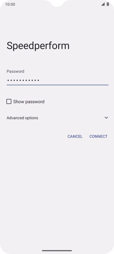 Key in the password for the Wi-Fi network and press CONNECT.