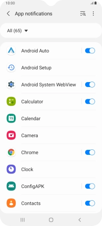 Press the indicators next to the required apps to turn the function on or off.