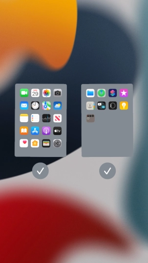 Press the fields below the required home screens to select or deselect them. Press the fields below the required home screens to select or deselect them.