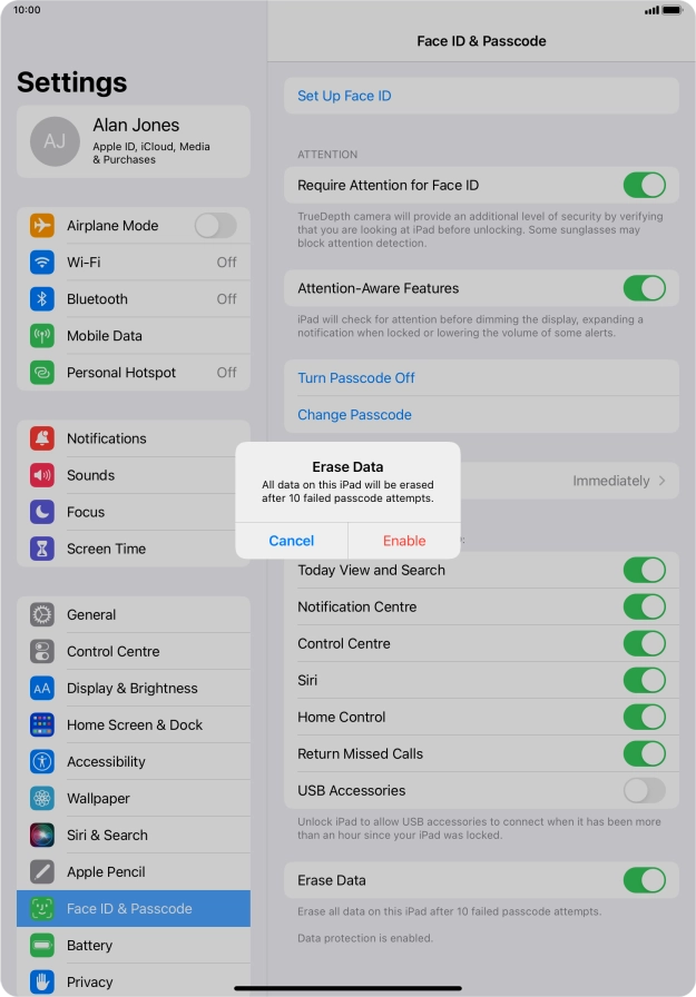 If you turn on the function, press Enable. If you turn on the function, press Enable.