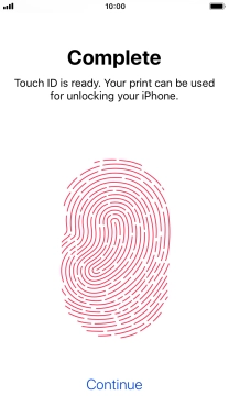 Press Continue. If you haven't previously selected a phone lock code, key in a code of your own choice twice.