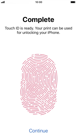 Press Continue. If you haven't previously selected a phone lock code, key in a code of your own choice twice.