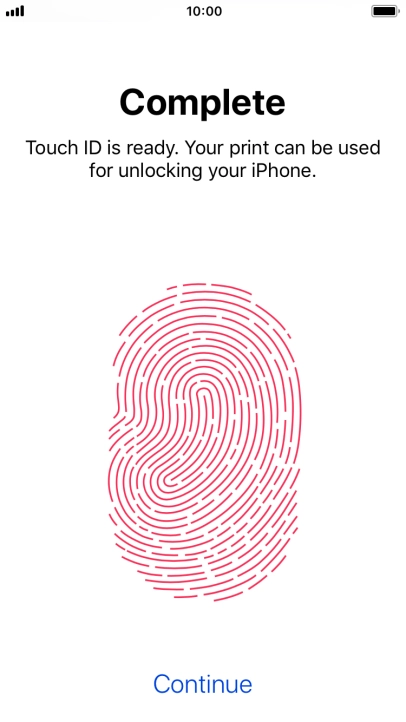 Press Continue. If you haven't previously selected a phone lock code, key in a code of your own choice twice.
