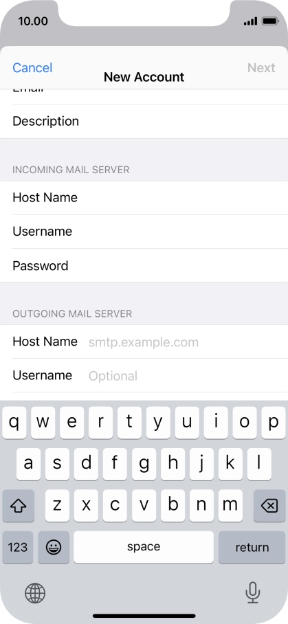 Press Host Name and key in the name or IP address of your email provider's outgoing server. Please note that if you can't send email messages when using your email provider's outgoing server, key in smtp.vodafone.net.au (Vodafone's outgoing server). Press Host Name and key in the name or IP address of your email provider's outgoing server. Please note that if you can't send email messages when using your email provider's outgoing server, key in smtp.vodafone.net.au (Vodafone's outgoing server).