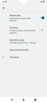 Press App data usage. Press App data usage.