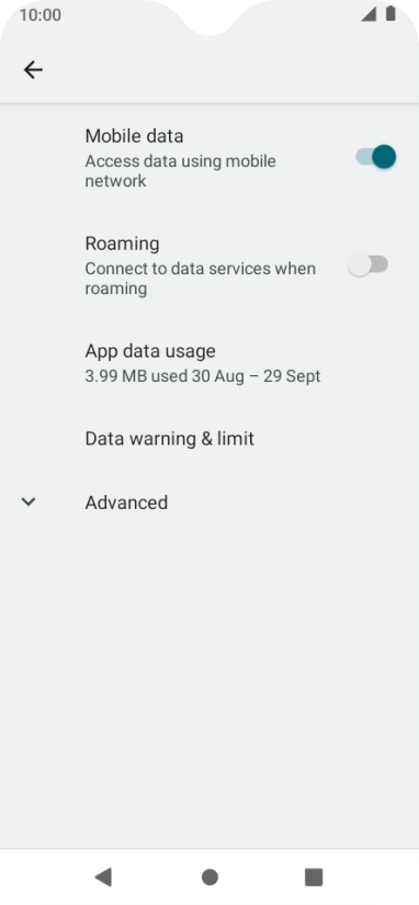 Press App data usage. Press App data usage.