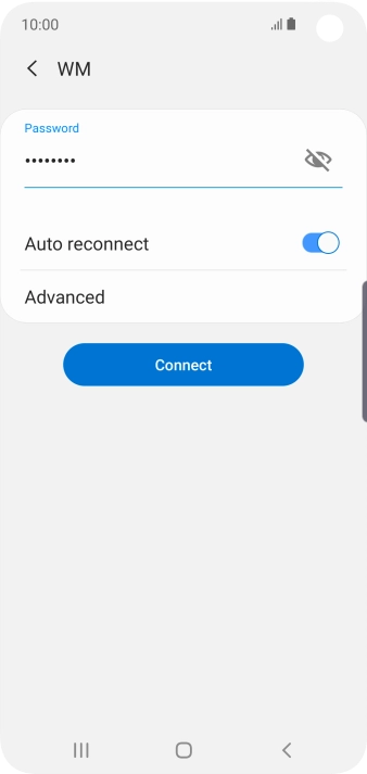 Key in the password for the Wi-Fi network and press Connect. Key in the password for the Wi-Fi network and press Connect.