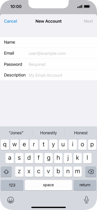 Press Email and key in your email address.