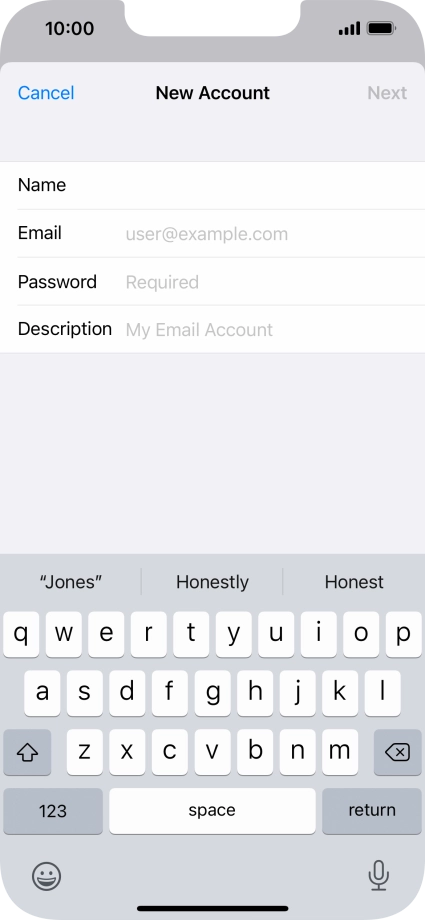 Press Email and key in your email address.