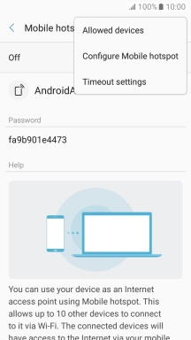 Press Configure Mobile hotspot. Press Configure Mobile hotspot.