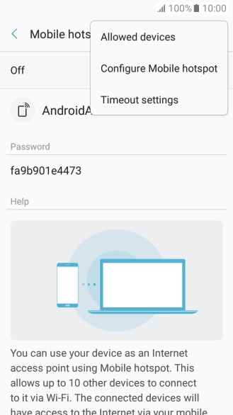 Press Configure Mobile hotspot. Press Configure Mobile hotspot.