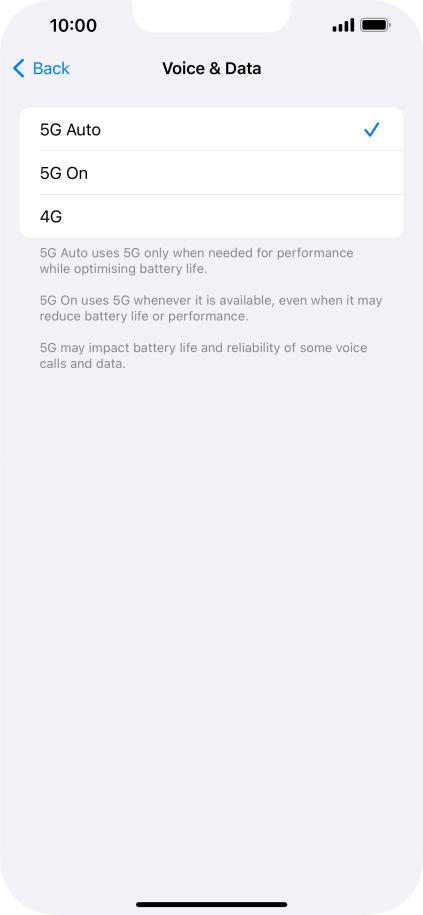 To turn on automatic switch between 5G and 4G, press 5G Auto.