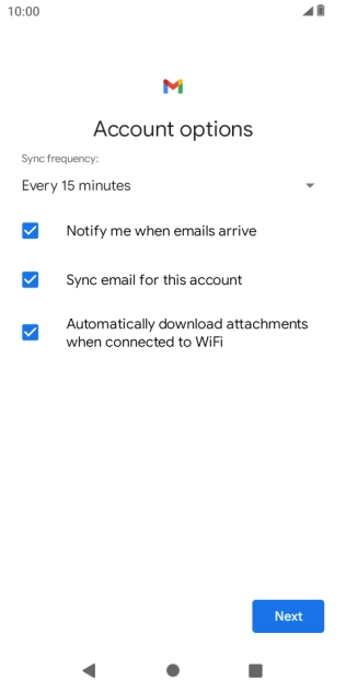 If this screen is displayed, you email account has been recognised and set up automatically. Follow the instructions on the screen to key in more information and finish setting up your email account.