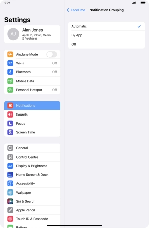 Press the required setting. Press the required setting.