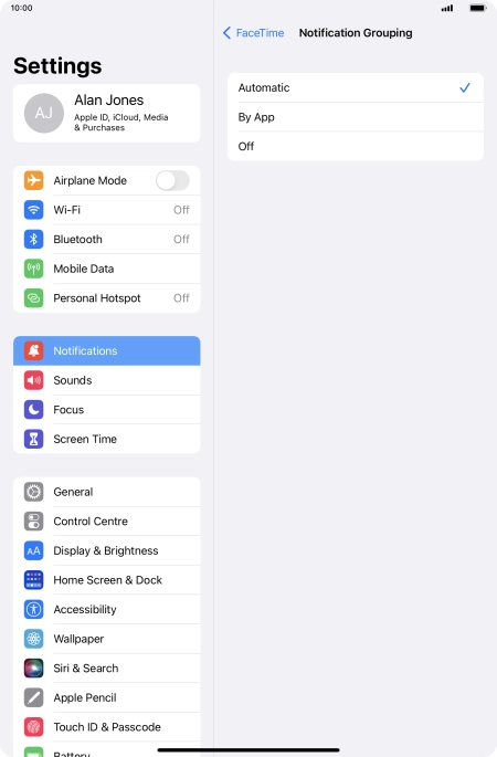 Press the required setting. Press the required setting.