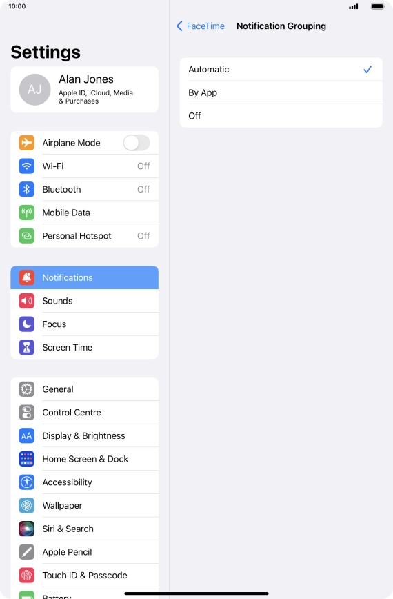 Press the required setting. Press the required setting.