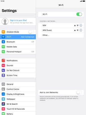 Press the required Wi-Fi network and key in the password for the Wi-Fi network.