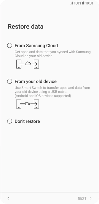 You can transfer the contents of another phone to your phone when it's activated for the first time and after a factory reset. When this screen is displayed, your phone is ready to transfer contents from another phone. You can transfer the contents of another phone to your phone when it's activated for the first time and after a factory reset. When this screen is displayed, your phone is ready to transfer contents from another phone.