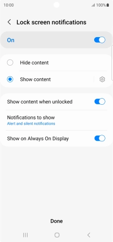 Press the required settings to turn them on or off.