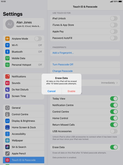 If you turn on the function, press Enable. If you turn on the function, press Enable.