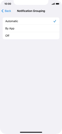 Press the required setting.