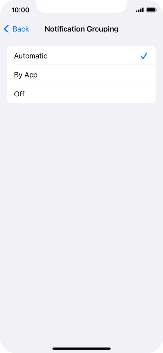 Press the required setting.