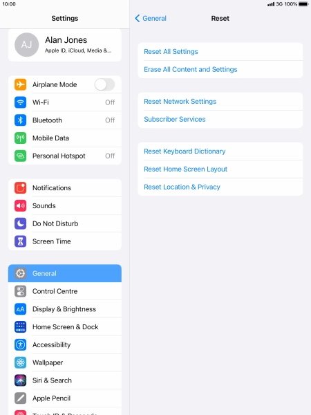 Press Reset All Settings.