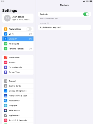 Press the required Bluetooth device and follow the instructions on the screen to pair the device with your tablet. Press the required Bluetooth device and follow the instructions on the screen to pair the device with your tablet.