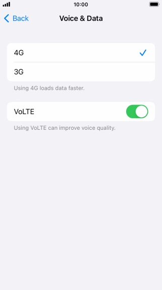 To turn on use of 4G primarily, press 4G.